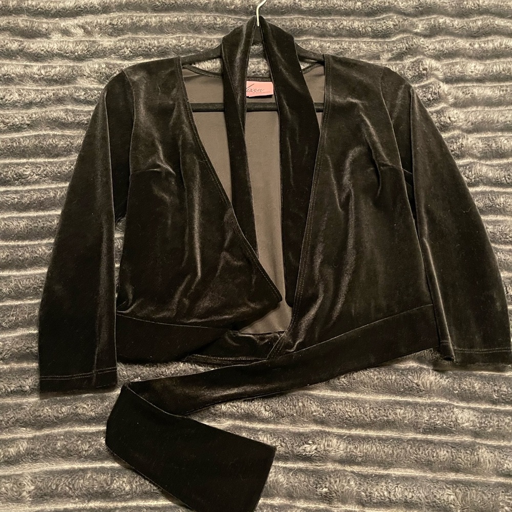 Vixen by Micheline Pitt Black Velvet Wrap Top